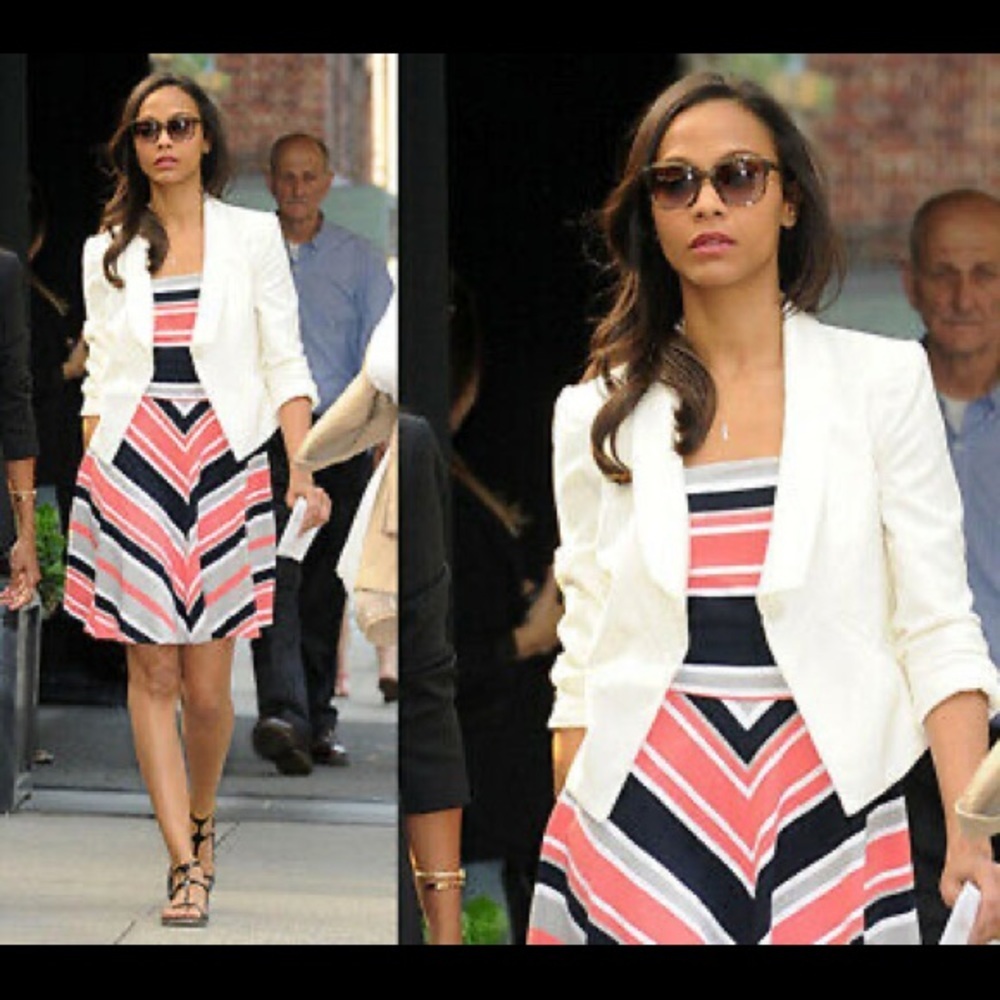 Banana Republic Milly Collection Fit & Flare Dress Striped ASO Zoe Salda…